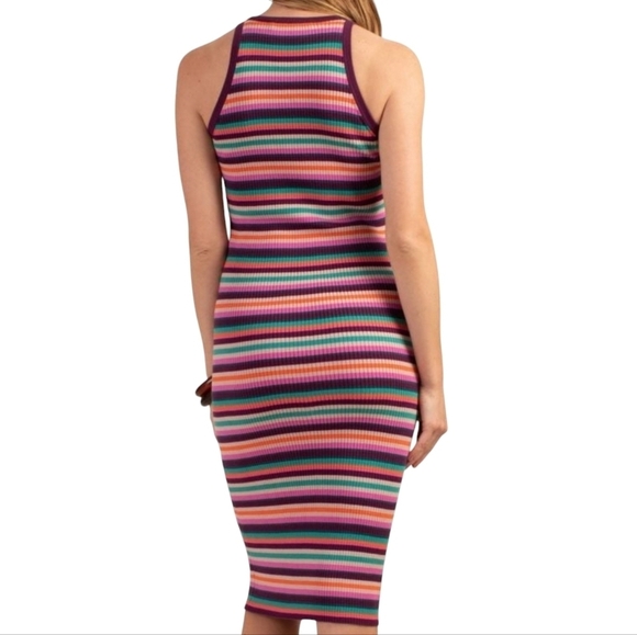 Trina Turk | Women's Sleeveless Striped Halter Neckline Midi Dress (Size Large) - Picture 13 of 13